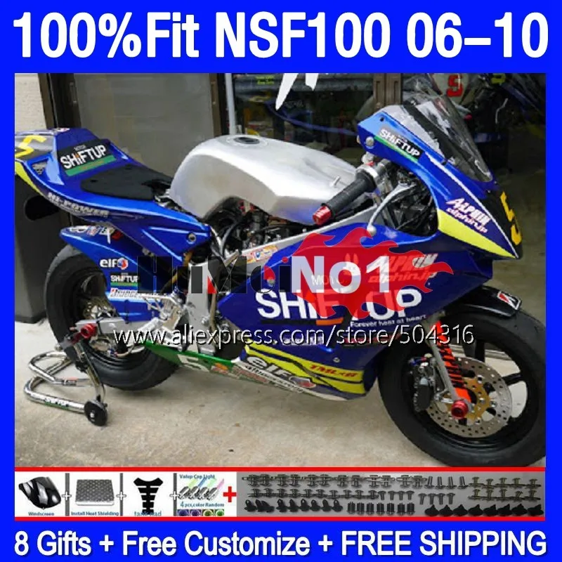 

Fiberglass Race For HONDA NSF 100 blue silvery NSF100 06 07 08 09 10 167MC.67 NSF-100 2006 2007 2008 2009 2010 Injection Fairing