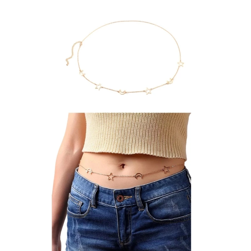 2XPC Body Chain Gold Waist Chain with Hollow Moon/ Star Nightclub Party Shiny Jewelry
2XPC Body Chain Gold Waist Chain with Hollow Moon/ Star Nightclub Party Shiny Jewelry