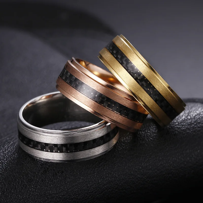 European and American New Carbon Fiber Stainless Steel Men's Rings High Quality Cool Style Niche Design Jewelry New Smooth Ring 
European and American New Carbon Fiber Stainless Steel Men's Rings High Quality Cool Style Niche Design Jewelry New Smooth Ring