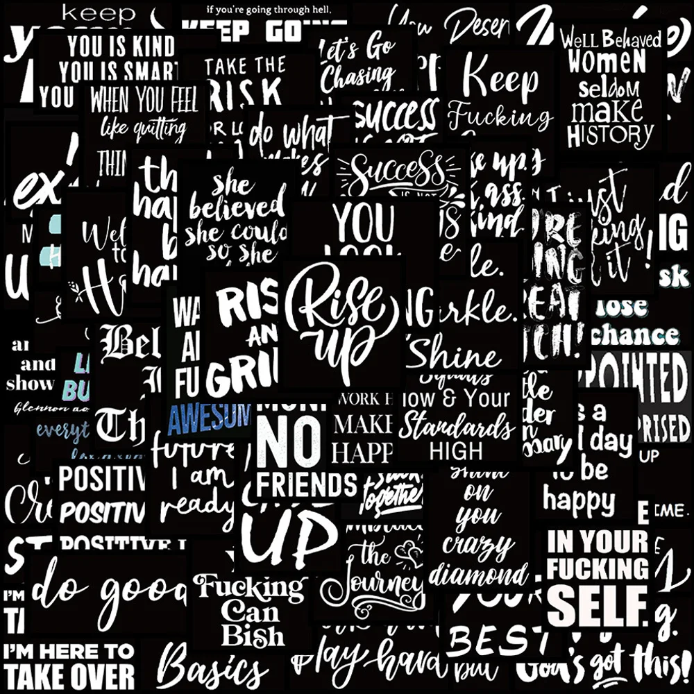 10/30/61pcs Black inspirational English Stickers for Laptop Skateboard Luggage Phone Case Guitar PVC Graffiti Kids Sticker Decal
10/30/61pcs Black inspirational English Stickers for Laptop Skateboard Luggage Phone Case Guitar PVC Graffiti Kids Sticker Decal
