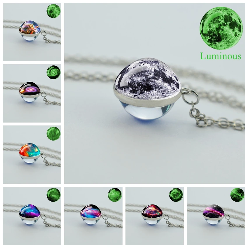 Glow In The Dark Galaxy Planet Necklace Double Glass Ball Pendant Moon Necklace Universe Space Jewelry Astronomy Gifts
Glow In The Dark Galaxy Planet Necklace Double Glass Ball Pendant Moon Necklace Universe Space Jewelry Astronomy Gifts