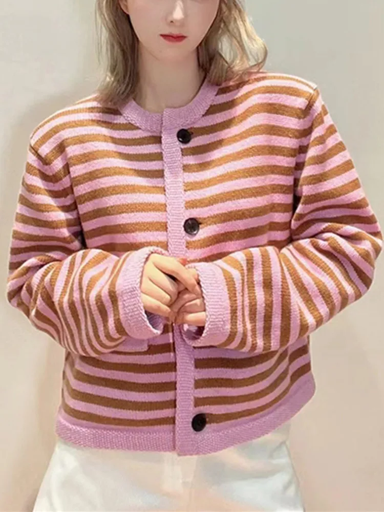 Women's Contrast Color Striped Sweater Cardigan Ladies Fashion Single Breasted O-Neck Knitwear 2022 New Long Sleeve Knit Tops
Women's Contrast Color Striped Sweater Cardigan Ladies Fashion Single Breasted O-Neck Knitwear 2022 New Long Sleeve Knit Tops