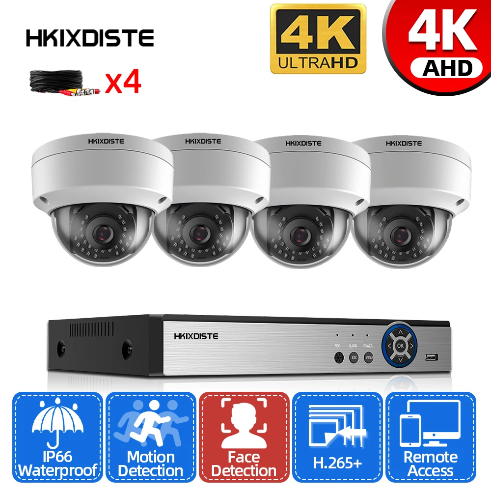 H.265 4 Channel DVR Kit 4K AHD Camera CCTV System In/Outdoor Dome Waterproof Explosion Proof Video Surveillance Kit
H.265 4 Channel DVR Kit 4K AHD Camera CCTV System In/Outdoor Dome Waterproof Explosion Proof Video Surveillance Kit