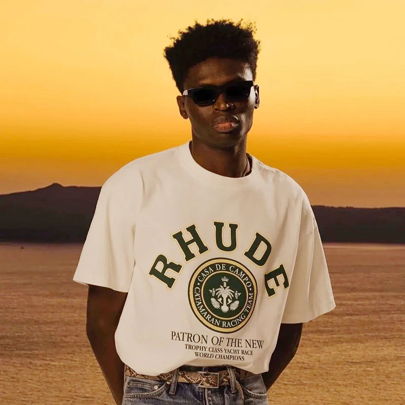 Rhude casa de campo T shirt letter logo print oversize high street 100% cotton best quality men women loose short-sleeve T-shirt
Rhude casa de campo T shirt letter logo print oversize high street 100% cotton best quality men women loose short-sleeve T-shirt