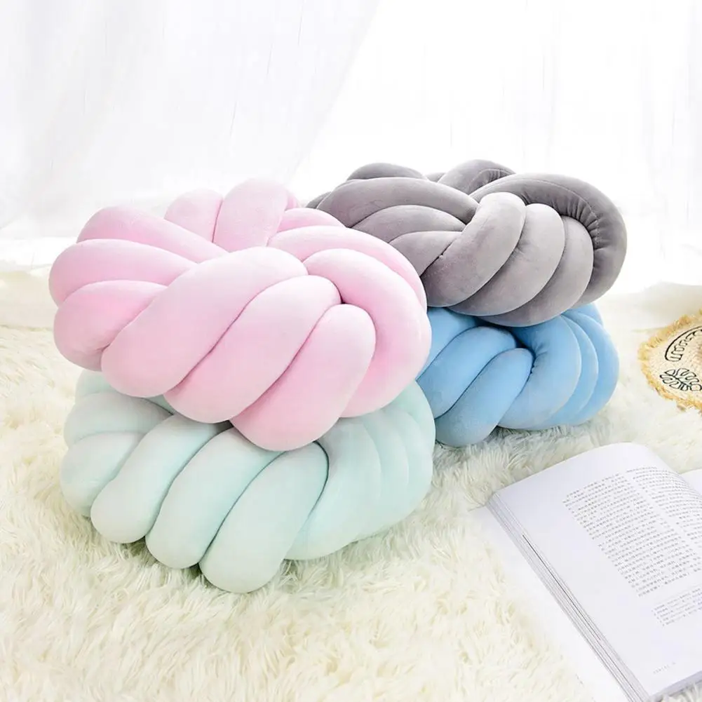 

Round Knotted Ball Braided Design Breathable Soft Knot Pillow Ball Round Handmade Throw Pillows Home Supply