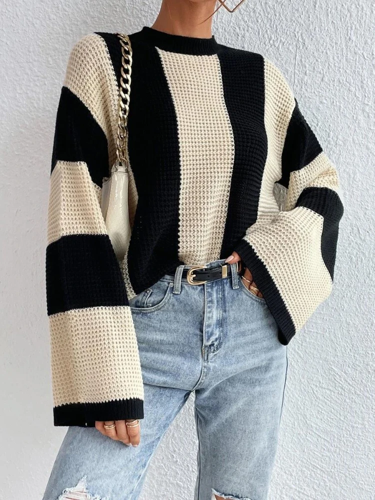 Women's Sweater Womens Clothing Top Autumn Winter Knitted Pullovers Vintage Loose Long Sleeve Casual Striped Fashion Comfort
Women's Sweater Womens Clothing Top Autumn Winter Knitted Pullovers Vintage Loose Long Sleeve Casual Striped Fashion Comfort