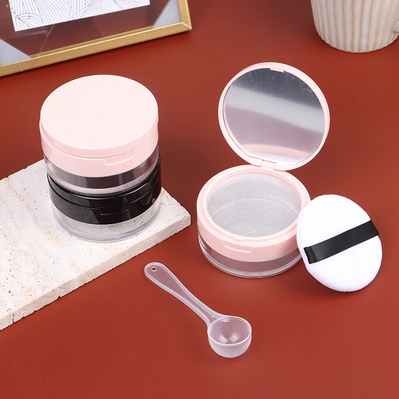 Portable Plastic Powder Box Empty Loose Powder Pot With Sieve Mirror Cosmetic Sifter Loose Jar Travel Makeup Container
Portable Plastic Powder Box Empty Loose Powder Pot With Sieve Mirror Cosmetic Sifter Loose Jar Travel Makeup Container