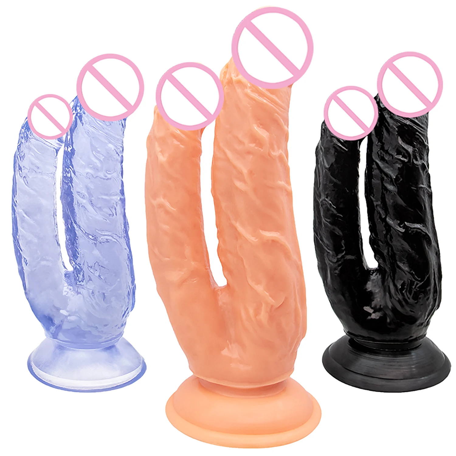

Huge Double Dildos Double Penetration Realistic Dick Vagina and Anus Soft Penis Sex Toys Phallus Anal Plug Masturbator for Women