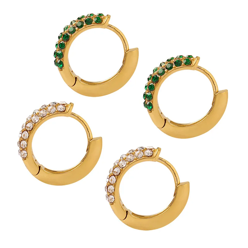 New Fashion Stainless Steel Green and White Cubic Zircon Hoop Earrings for Women Grils Metallic Waterproof Huggie Earring Gift
New Fashion Stainless Steel Green and White Cubic Zircon Hoop Earrings for Women Grils Metallic Waterproof Huggie Earring Gift