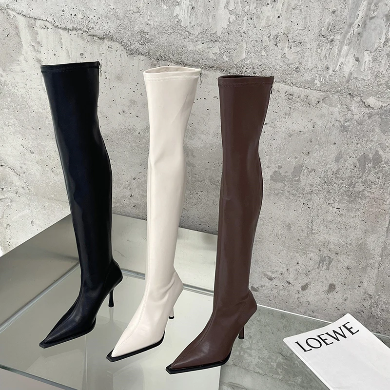 Women Over The Knee Boots Stretch Shoes Pointed Toe Side Zipper Thin High Heels Black Beige Brown Elegant Party Winter Boots
Women Over The Knee Boots Stretch Shoes Pointed Toe Side Zipper Thin High Heels Black Beige Brown Elegant Party Winter Boots