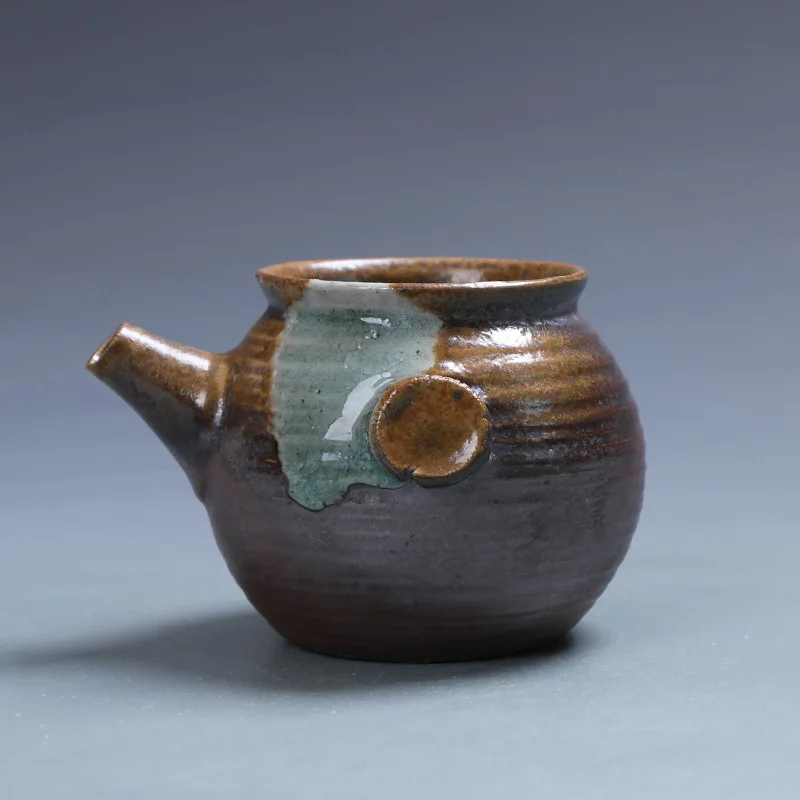 

Firewood Burning Pitcher Handmade Stoneware Kung Fu Tea Teaware Tea Serving Pot Fair Mug Natural Dust without Glaze