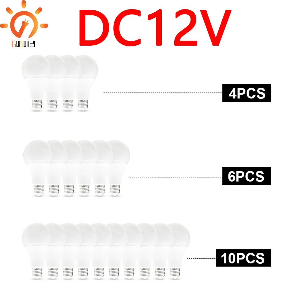 

E27 LED Bulb Lights DC 12V smd 2835chip lampada luz E27 lamp 3W 6W 9W 12W 15W 18W spot bulb Led Light Bulbs for Outdoor Lighting