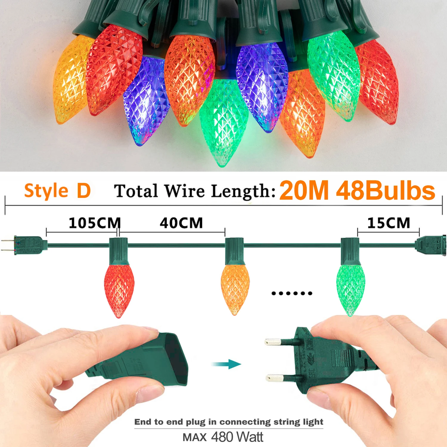 GANRILAND Многоцветные LED гирлянды C7 220V/110V
GANRILAND Многоцветные LED гирлянды C7 220V/110V