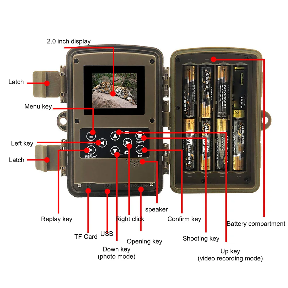1080P LED Hunting Trail Camera Motion Activated Waterproof Video Wildlife Trail Camera 2.0 Inch Display Tracking Cam for Outdoor
1080P LED Hunting Trail Camera Motion Activated Waterproof Video Wildlife Trail Camera 2.0 Inch Display Tracking Cam for Outdoor