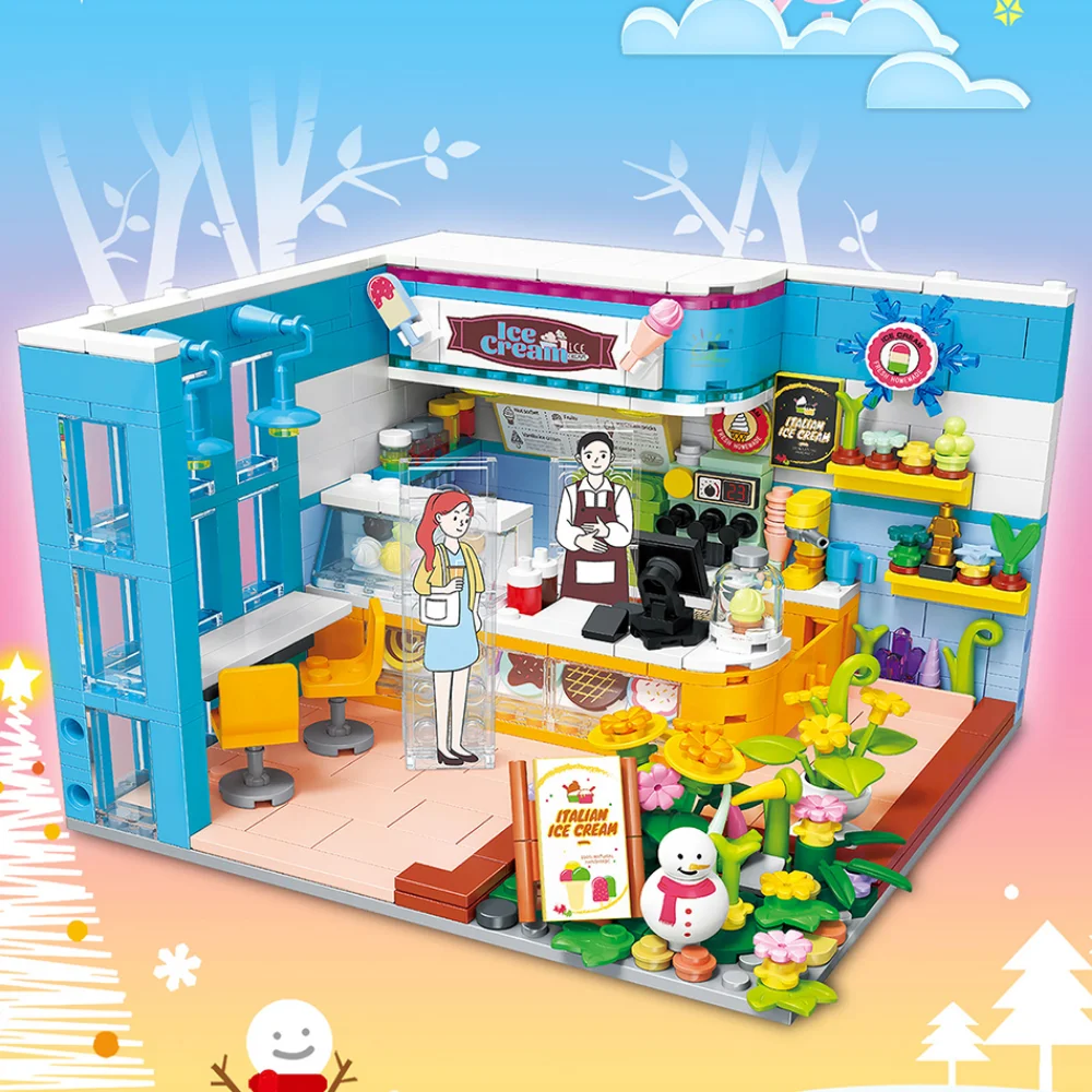

3d-модель, Алмазный строительный блок, кирпич, уличный вид, Флористический магазин, гамбургер, десертный магазин, креативная сборка, игрушка для детей