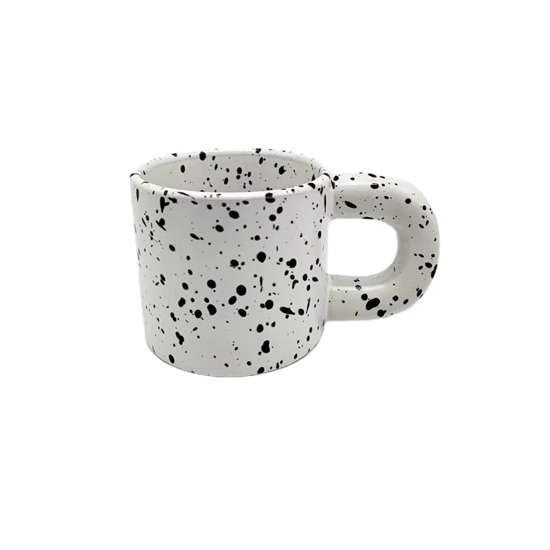 

Chubby Cup Korean Style Household Water Cup Splash-Ink Breakfast Milk Oatmeal Cup Ceramic Cup Simple Spot Mug