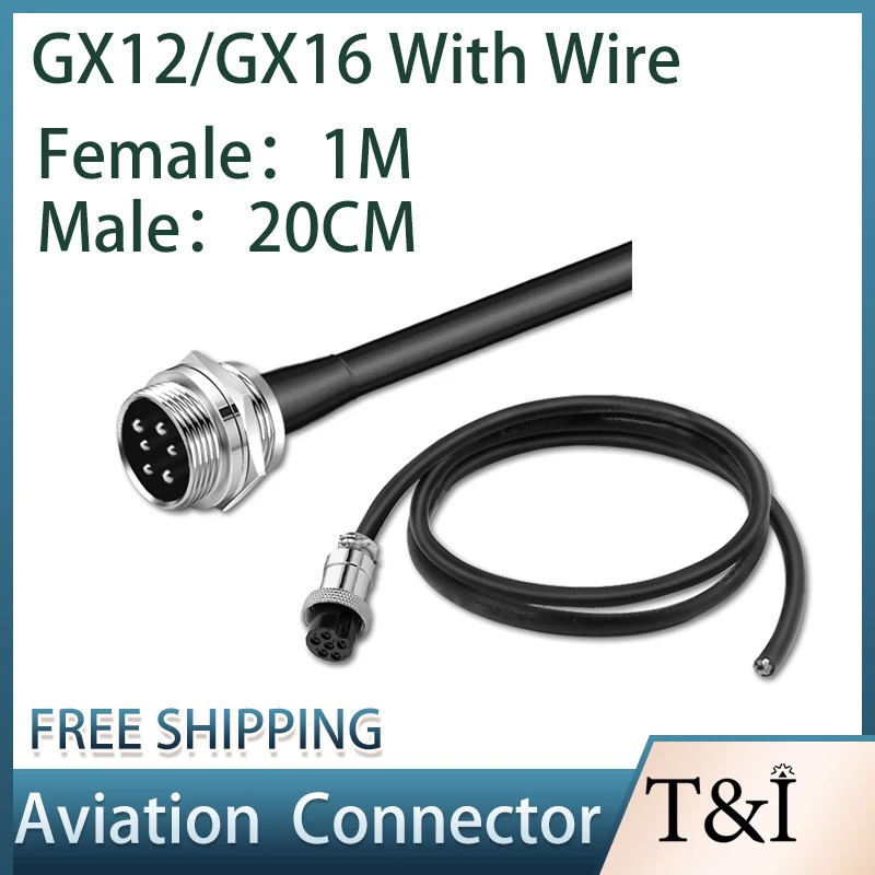 

GX12 GX16 2/3/4/5/6/7/8/9/10Pin Male Female Air Aviation Connector Power Cable Wire Line Socket Plug with 20CM/1M Cable