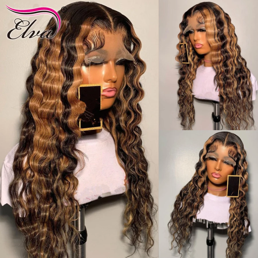 Elva Hair Colored Lace Front Human Hair Wigs Deep Wave HD Lace Frontal Wig Honey Ombre Brazilian Hair Curly Lace Closure Wigs
Elva Hair Colored Lace Front Human Hair Wigs Deep Wave HD Lace Frontal Wig Honey Ombre Brazilian Hair Curly Lace Closure Wigs