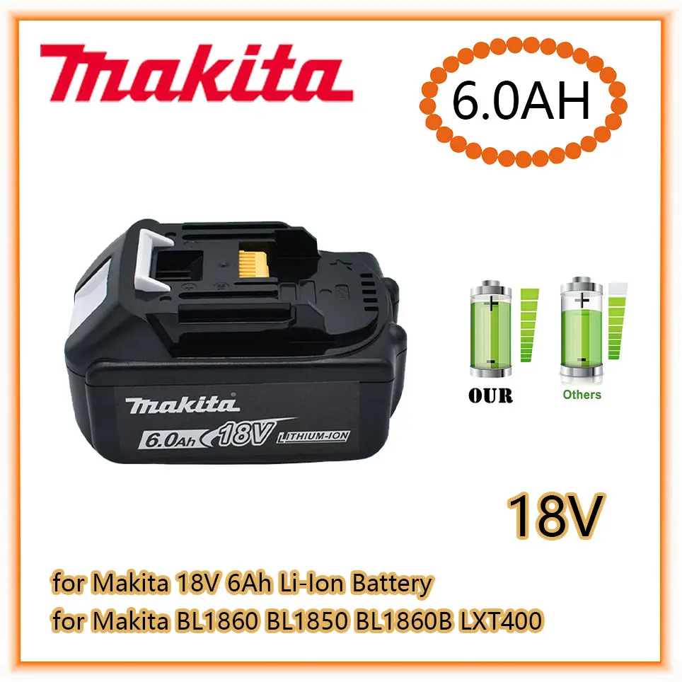 Makita Original 18V 6000mAh Lithium ion Rechargeable Battery 18v drill Replacement Batteries BL1860 BL1830 BL1850 BL1860B
Makita Original 18V 6000mAh Lithium ion Rechargeable Battery 18v drill Replacement Batteries BL1860 BL1830 BL1850 BL1860B