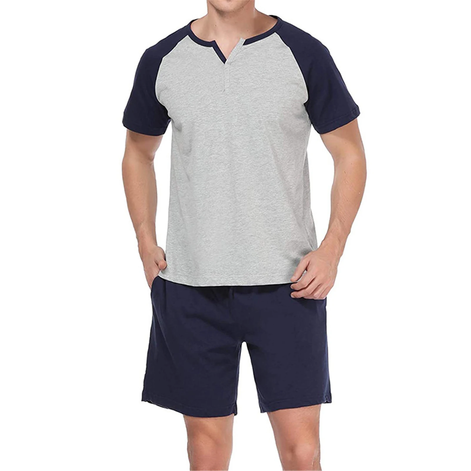 Pajama Set For Men Cotton Short Sleeve Top And Pants Lightweight Casual Sleepwear Lounge Pjs Set For Men Home Casual Wear
Pajama Set For Men Cotton Short Sleeve Top And Pants Lightweight Casual Sleepwear Lounge Pjs Set For Men Home Casual Wear