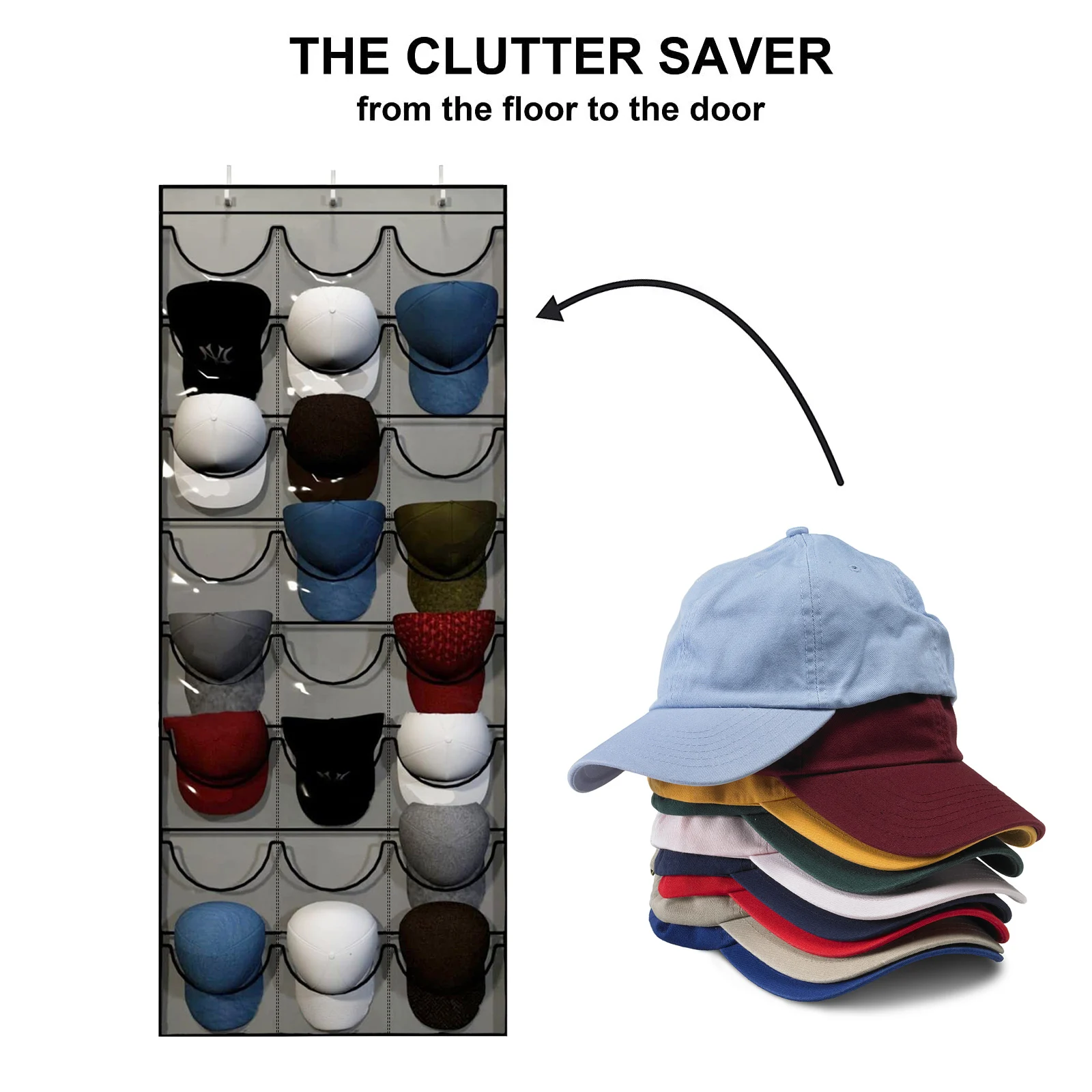 Baseball Hat Rack, Store and Display Your Baseball Cap Collection, Hanging Over The Door Cap Storage Organizer with 24 Clear
Baseball Hat Rack, Store and Display Your Baseball Cap Collection, Hanging Over The Door Cap Storage Organizer with 24 Clear