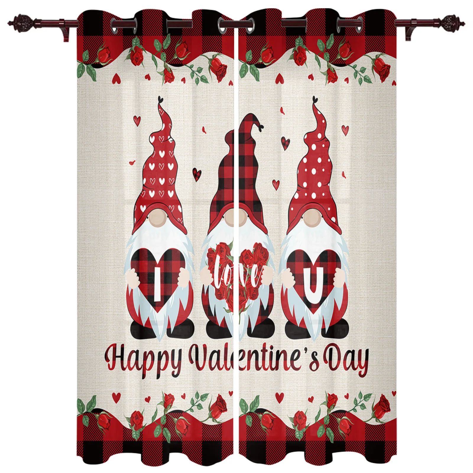 Valentine'S Day Gnome Love Roses Window Curtains for Living Room Luxury Bedroom Kitchen Window Treatments Curtains
Valentine'S Day Gnome Love Roses Window Curtains for Living Room Luxury Bedroom Kitchen Window Treatments Curtains