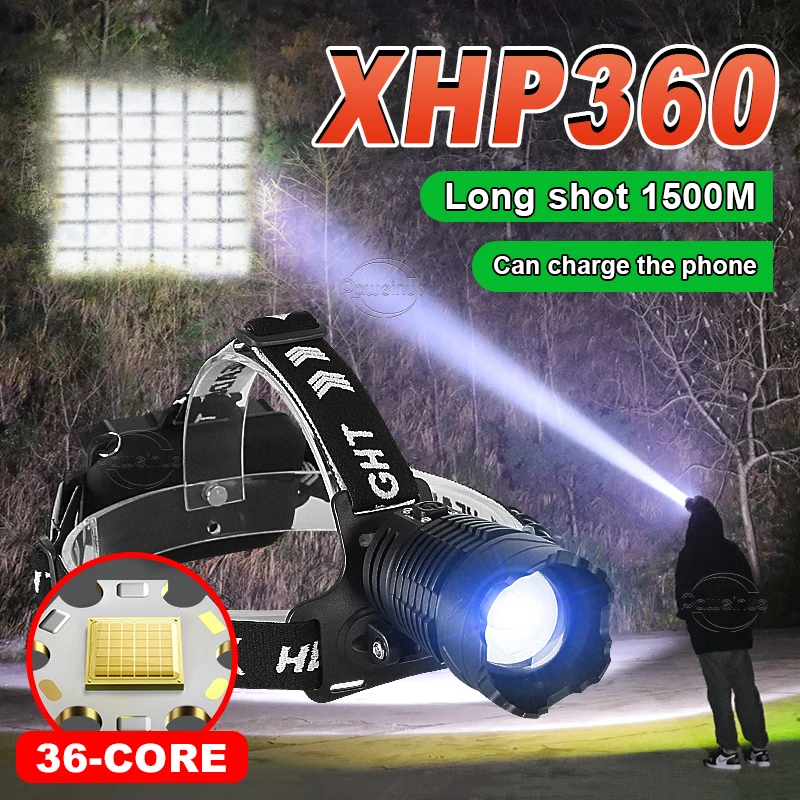 NEW XHP360 Super High Power Headlamp LED USB Rechargeable Waterproof Headlight Hunting Camping 9000 Lumens Fishing Head Lantern
NEW XHP360 Super High Power Headlamp LED USB Rechargeable Waterproof Headlight Hunting Camping 9000 Lumens Fishing Head Lantern