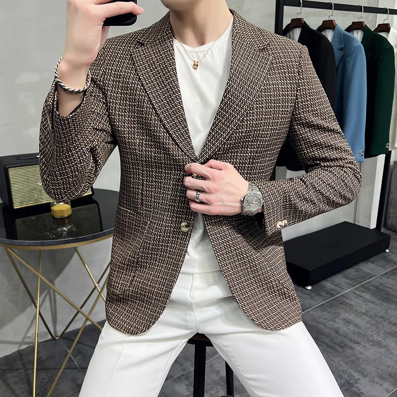 British Style Men Business Casual Plaid Blazer Jackets Men 2022 Slim Fit Formal Wear Suit Jacket Man Social Office Club Blazers
British Style Men Business Casual Plaid Blazer Jackets Men 2022 Slim Fit Formal Wear Suit Jacket Man Social Office Club Blazers