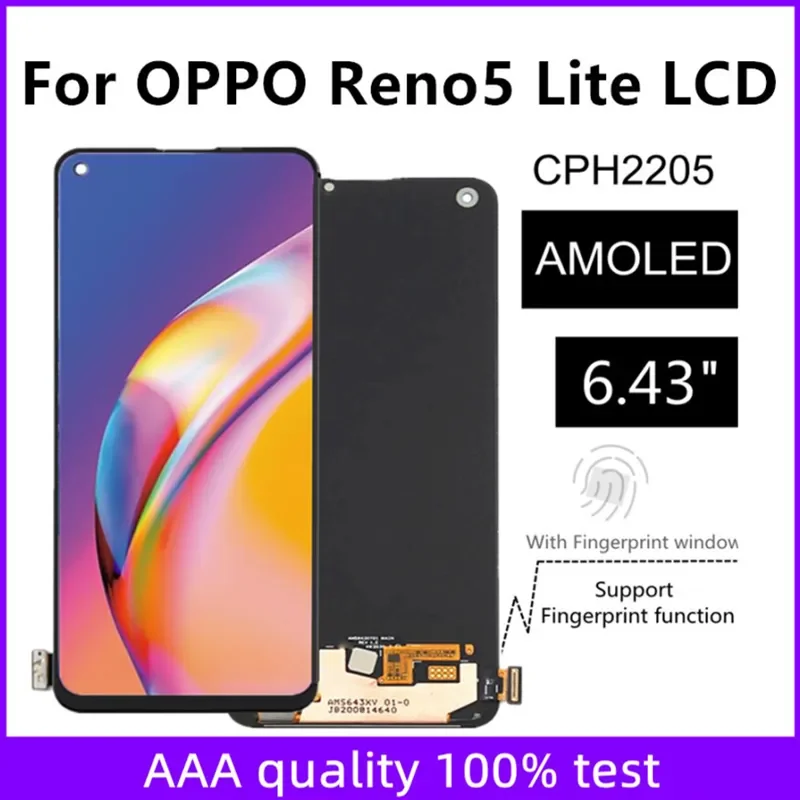 ЖК-дисплей 6,43 дюйма AMOLED для OPPO Reno5 Lite CPH2205, сменный сенсорный экран в сборе
ЖК-дисплей 6,43 дюйма AMOLED для OPPO Reno5 Lite CPH2205, сменный сенсорный экран в сборе