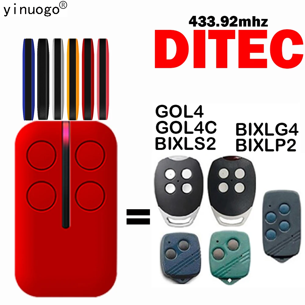 DITEC GOL4 GOL4C BIXLG4 BIXLS2 BIXLP2 Пульт дистанционного управления для гаражных ворот Замена пульта дистанционного управления Дубликатор 433,92 МГц
DITEC GOL4 GOL4C BIXLG4 BIXLS2 BIXLP2 Пульт дистанционного управления для гаражных ворот Замена пульта дистанционного управления Дубликатор 433,92 МГц