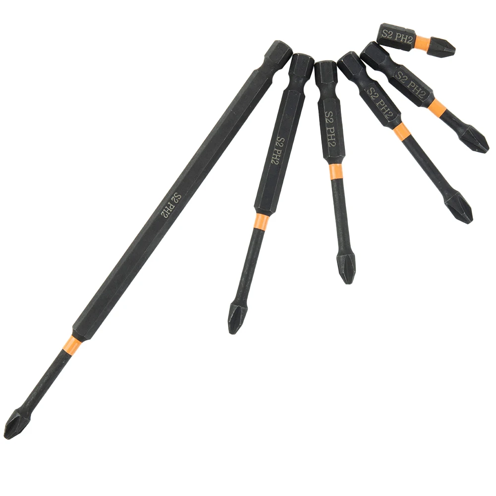 6pcs PH2 Impact Screwdrivers Bit Kit Magnetic Alloy Steel Cross Black Screwdriver Bit 25-150mm For Electric Screwdrivers
6pcs PH2 Impact Screwdrivers Bit Kit Magnetic Alloy Steel Cross Black Screwdriver Bit 25-150mm For Electric Screwdrivers