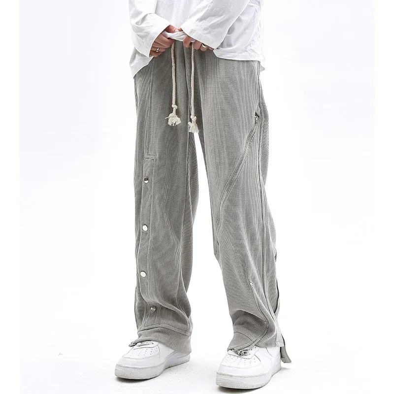 Irregular Zipper and Button Pockets Solid Color Sweatpants Men's and Women's Retro Streetwear Joggers Drawstring Baggy Trousers
Irregular Zipper and Button Pockets Solid Color Sweatpants Men's and Women's Retro Streetwear Joggers Drawstring Baggy Trousers