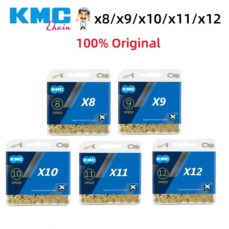 

KMC X8 X9 X10 X11 X12 Bike Gold Chain 8s 9s 10s 11s 12s Gold MTB/Road Bike Chain with Quick-Link for Shimano SRAM Parts