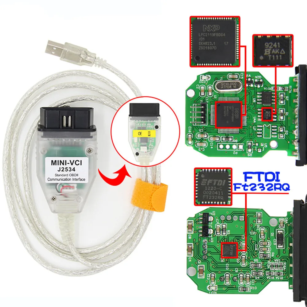 MINI-VCI Cable For Toyota TIS Techstream V16.20.023 minivci FTDI For J2534 Auto Scanner OBD OBD2 Car Diagnostics cable
MINI-VCI Cable For Toyota TIS Techstream V16.20.023 minivci FTDI For J2534 Auto Scanner OBD OBD2 Car Diagnostics cable