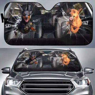 Funny Dachshund Doxies Broken Glass Car Sunshade, Cute Dachshund Kitten Breaking Car Front Window Auto Sun Shade for Doxie Lover
Funny Dachshund Doxies Broken Glass Car Sunshade, Cute Dachshund Kitten Breaking Car Front Window Auto Sun Shade for Doxie Lover