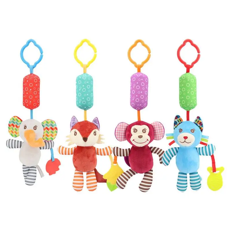 

Hangings Rattle Toys Colorful Animal Soft Crinkle Squeaky Sensory Learning Toy Babies Crib Toys Travel Activity Plush Animal