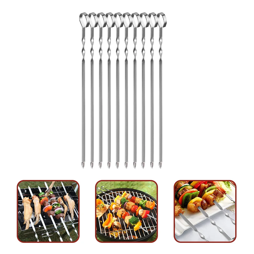 1 Set of Stainless Steel Kabob Skewers Long Handle Barbecue Skewers Reusable BBQ Skewers
1 Set of Stainless Steel Kabob Skewers Long Handle Barbecue Skewers Reusable BBQ Skewers