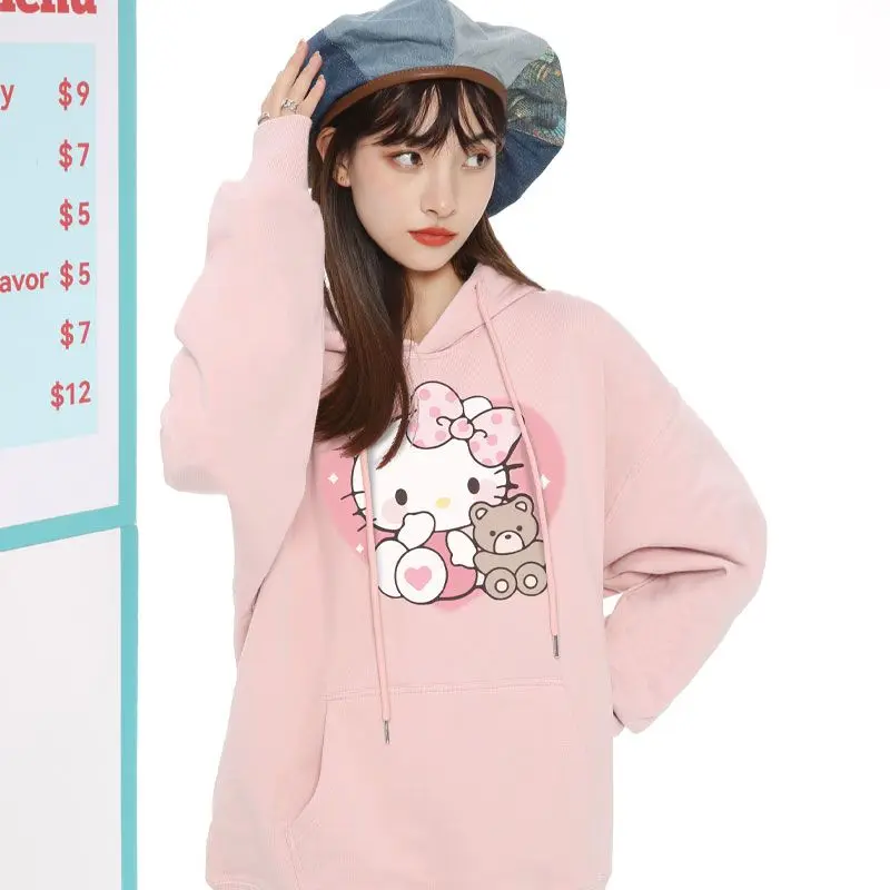 Толстовка с капюшоном Hello Kitty из аниме Kawaii Sanrio с изображением девушек и сердец, одежда, милые Мультяшные брюки Kuromi Pompompurin с длинным рукавом, пальто, игрушки для девочек
Толстовка с капюшоном Hello Kitty из аниме Kawaii Sanrio с изображением девушек и сердец, одежда, милые Мультяшные брюки Kuromi Pompompurin с длинным рукавом, пальто, игрушки для девочек