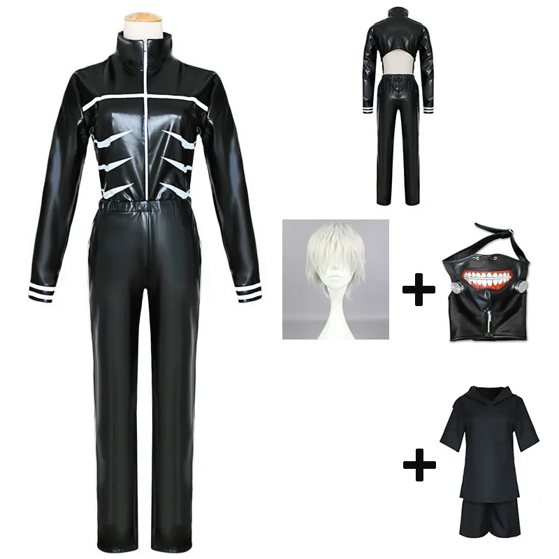 

Japanese Anime Tokyo Ghoul Cosplay Costumes Kaneki Ken Cosplay Costumes Hoodie Jackets Black Fight Uniform Full Set With Mask