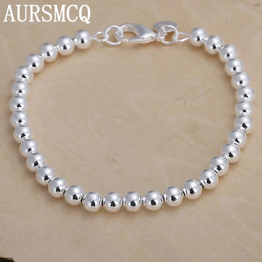 AURSMCQ 925 Sterling silver Bracelets fashion Jewelry charm women Chain lady wedding 6MM beads factory price free shipping
AURSMCQ 925 Sterling silver Bracelets fashion Jewelry charm women Chain lady wedding 6MM beads factory price free shipping