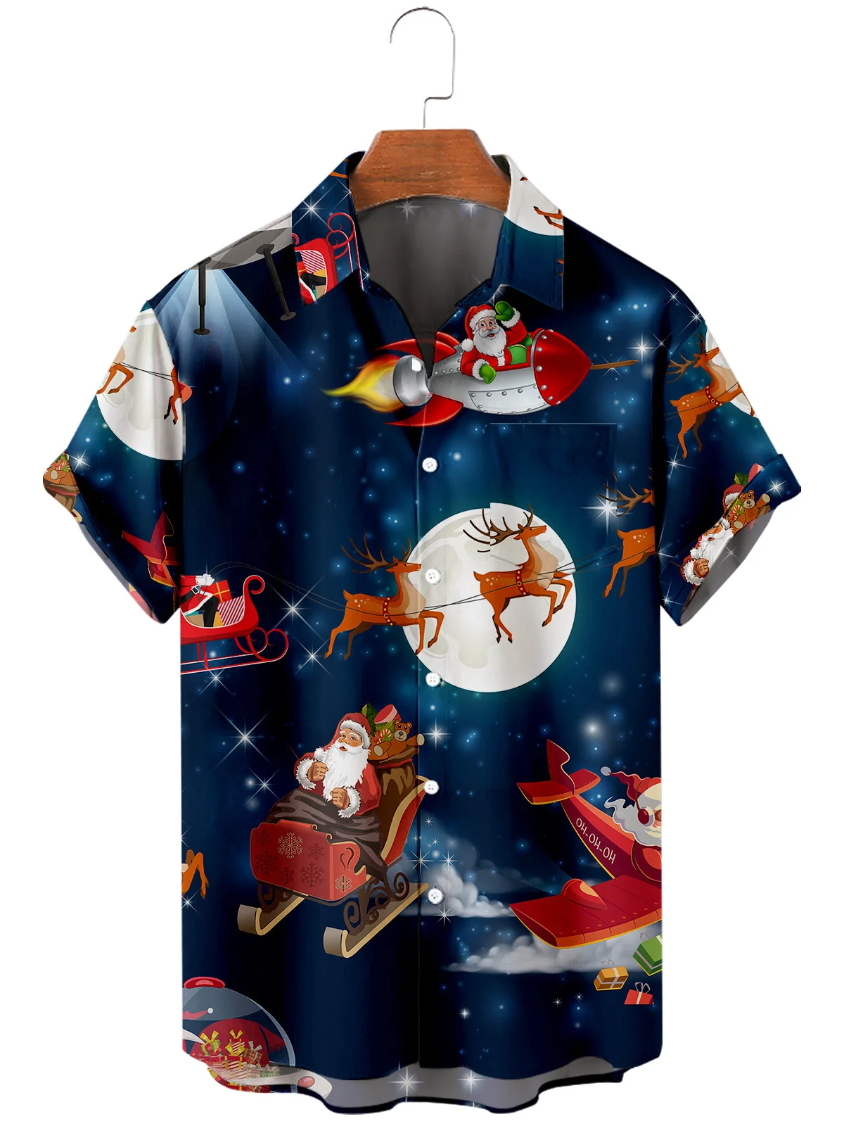 2022 Men's Short Sleeve Lapel Shirt Large Size Santa Claus 3D Printed Men's Shirt with Pockets
2022 Men's Short Sleeve Lapel Shirt Large Size Santa Claus 3D Printed Men's Shirt with Pockets