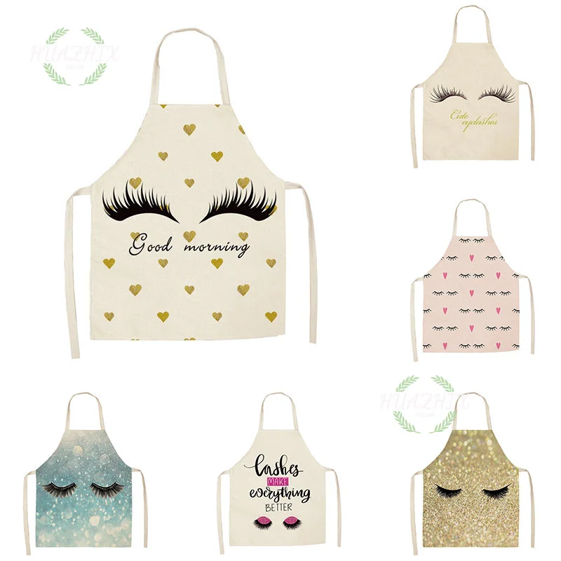 Eyelash Printed Linen Aprons Fashion Women EyeShadow Colorful Cleaning Bib Kitchen Cooking Sleeveless Anti-blot Household Apron
Eyelash Printed Linen Aprons Fashion Women EyeShadow Colorful Cleaning Bib Kitchen Cooking Sleeveless Anti-blot Household Apron