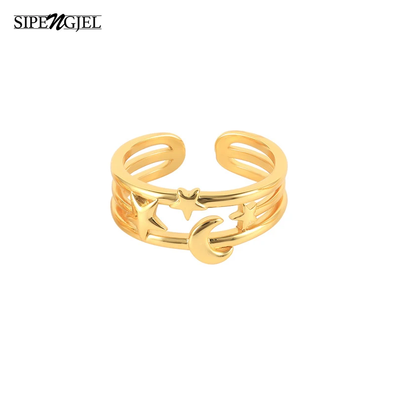 SIPENGJEL Fashion Cutout Star Moon Open Adjustable Ring Vintage Gold Ring for Women Wedding Engagement Party Jewelry Gifts
SIPENGJEL Fashion Cutout Star Moon Open Adjustable Ring Vintage Gold Ring for Women Wedding Engagement Party Jewelry Gifts