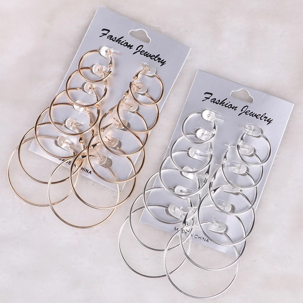 6pairs/set Vintage Eardrop Silver Gold Big Circle Hoop Earrings Women Steampunk Ear Clip Boucle Oreille Femme Pendientes Aretes
6pairs/set Vintage Eardrop Silver Gold Big Circle Hoop Earrings Women Steampunk Ear Clip Boucle Oreille Femme Pendientes Aretes