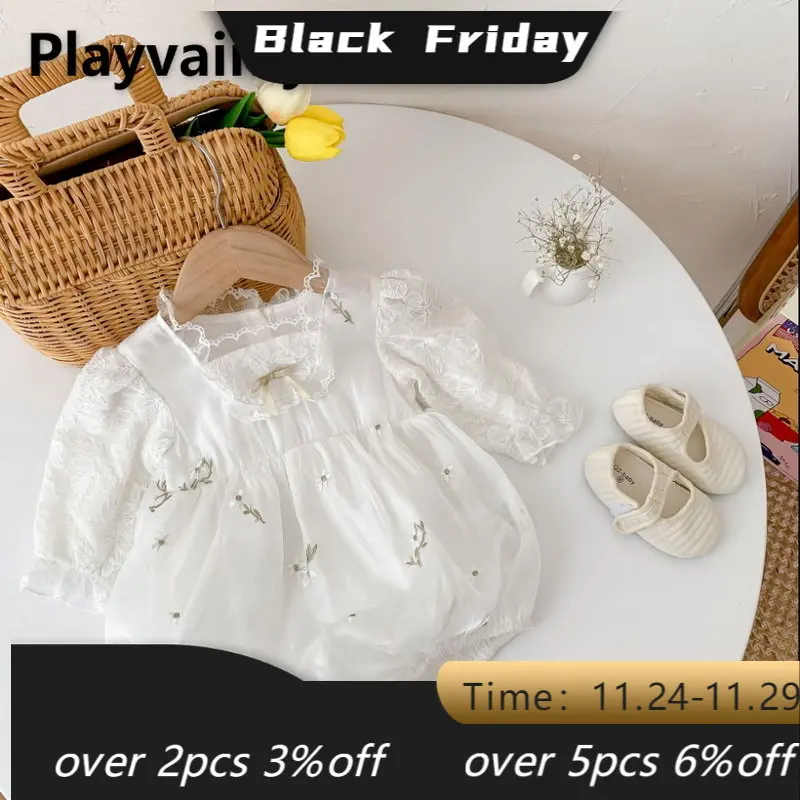 Girl Romper Autumn for Baby Embroidered Lace Long Sleeve Romper White Full Moon Jumpsuit Child Clothing E341
Girl Romper Autumn for Baby Embroidered Lace Long Sleeve Romper White Full Moon Jumpsuit Child Clothing E341