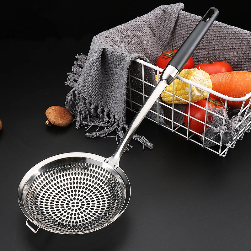 

New Stainless Steel Colander Long Handle French Fries Sieve Food Skimmer Cooking Filter Home Strainer Kitchen Gadgets Accessorie