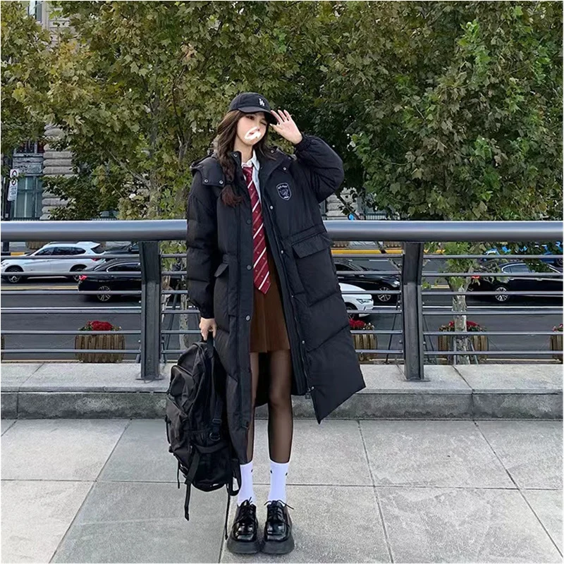 Women's Clothing Black Hooded Down Jacket Long Cotton Coat Winter New Korean Fashion Windproof Warm Big Pocket Thicken Tops
Women's Clothing Black Hooded Down Jacket Long Cotton Coat Winter New Korean Fashion Windproof Warm Big Pocket Thicken Tops