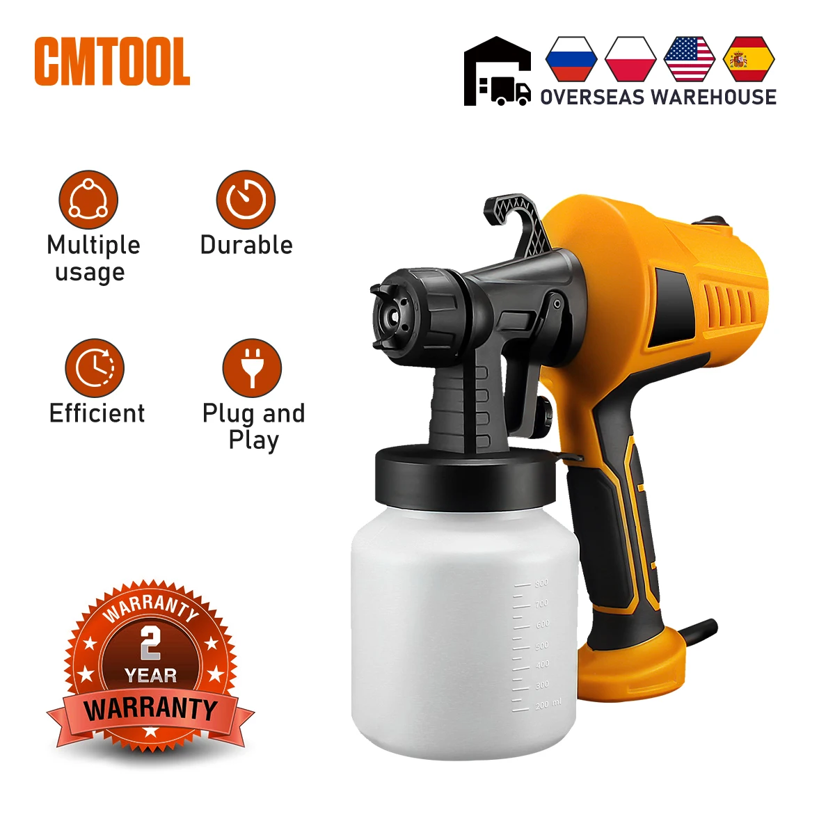 CMTOOL 110/220V Electric Paint Spray Gun 800ML Capacity Sprayer Household Portable Airbrush Paint Gun Latex Paint Spray Machine
CMTOOL 110/220V Electric Paint Spray Gun 800ML Capacity Sprayer Household Portable Airbrush Paint Gun Latex Paint Spray Machine