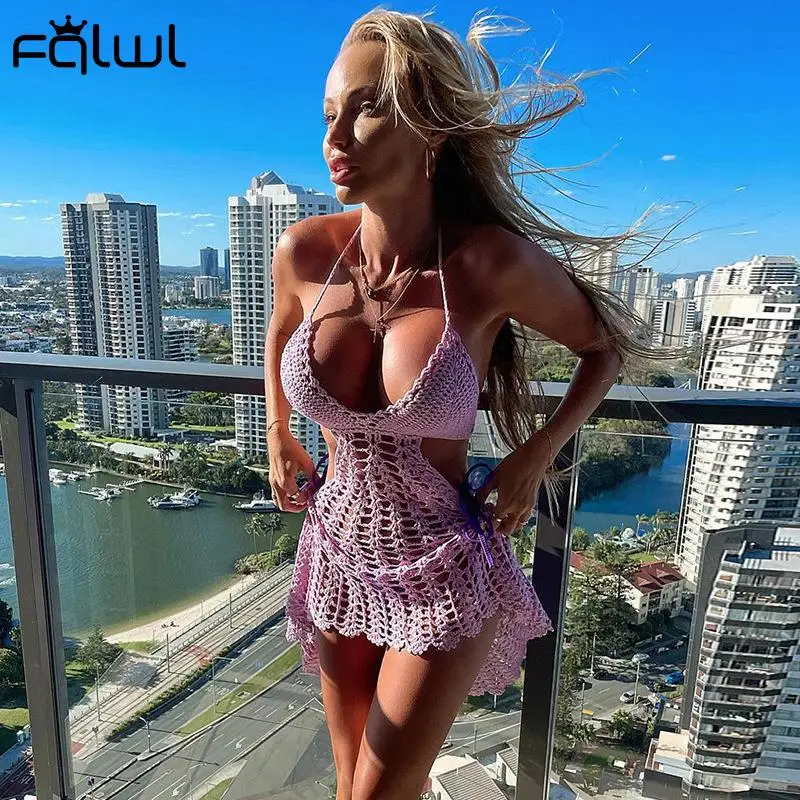 FQLWL Summer Mini Dresses For Women 2022 Sleeveless Backless Hollow Out See Through Halter Dress Sexy Party Purple Dresses
FQLWL Summer Mini Dresses For Women 2022 Sleeveless Backless Hollow Out See Through Halter Dress Sexy Party Purple Dresses