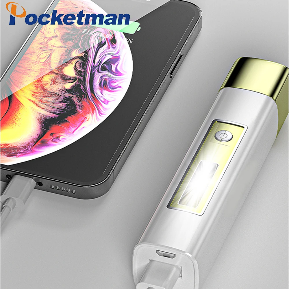POCKETMAN Rechargeable mini flashlight power bank Built-in18650Battery High power Portable External Battery Charger For Phone
POCKETMAN Rechargeable mini flashlight power bank Built-in18650Battery High power Portable External Battery Charger For Phone